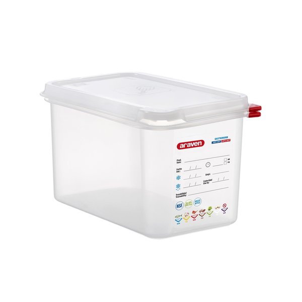 Araven AIRTIGHT CONTAINER POLYPROPYLENE GN1/4, 4.5qt  TRANSPARENT, 10 3/8" X 6 3/8" X 6" 03028